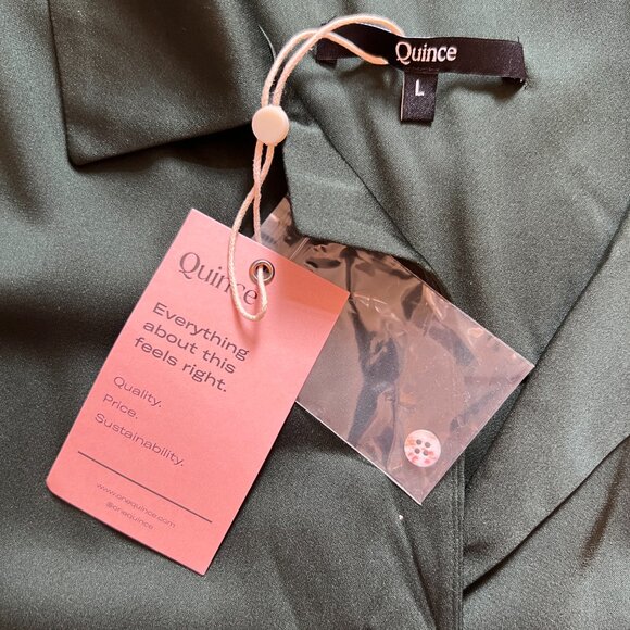 Quince Washable Stretch Silk Notch Collar Blouse, Forest Green - Picture 9 of 10